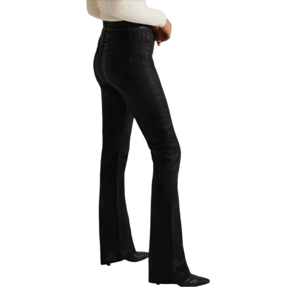 Favorite Daughter Valentina Coated Super High Waist Mini Bootcut Jeans Black 30 - Picture 2 of 4